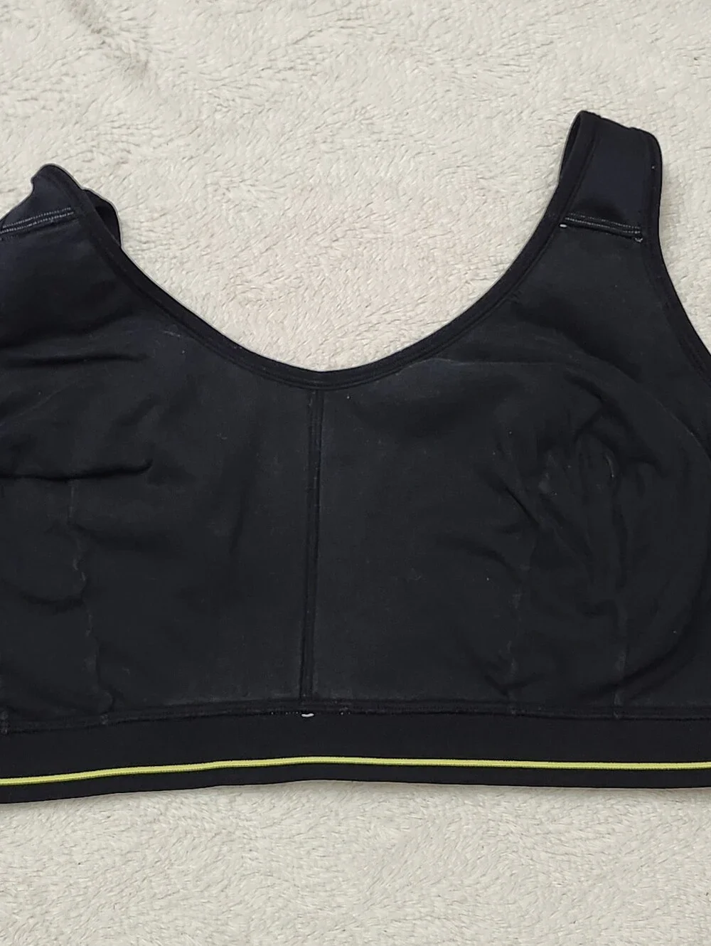 • Catherines Black Lime White Mesh Medium Support Sports Active Bra Size 42DDD